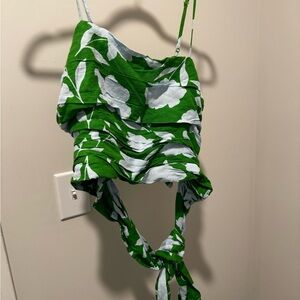 Kate Spade Green and White Floral Top